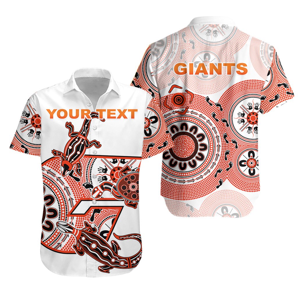 (Custom Personalised) GWS Giants Hawaiian Shirt Simple Indigenous - Vibe Hoodie Shop