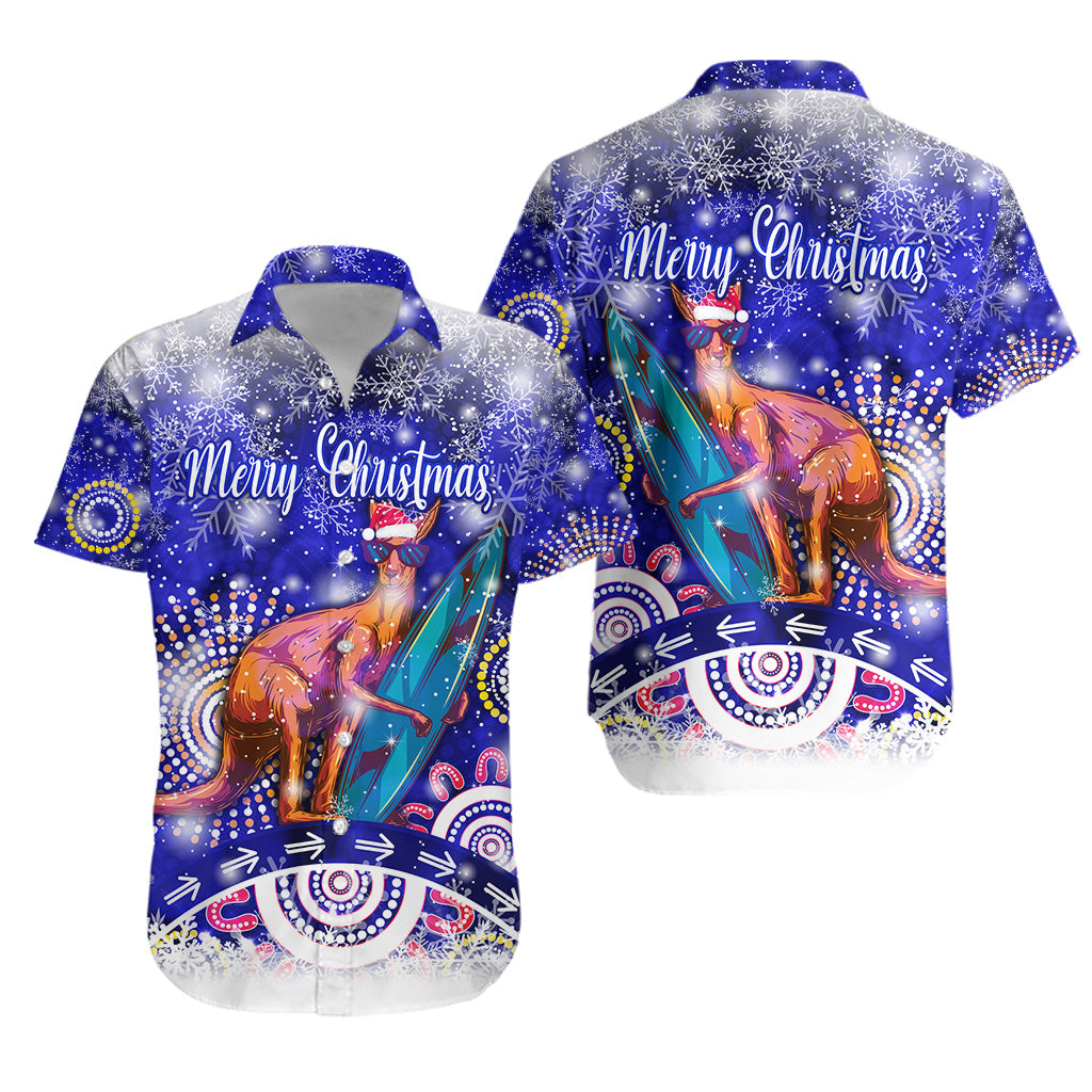 Australian Kangaroo Christmas Hawaiian Shirt Original Style - Blue - Vibe Hoodie Shop