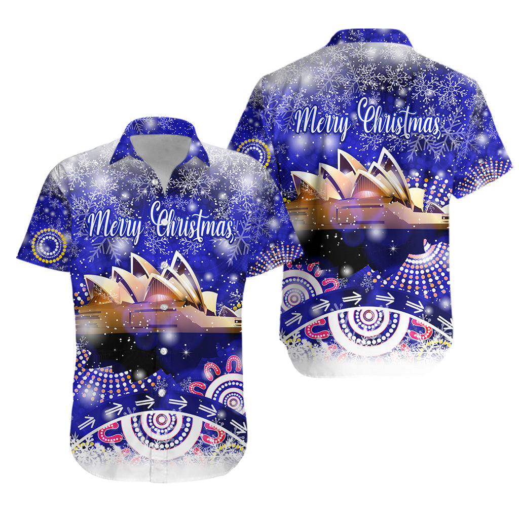 Australian Sydney Opera House Christmas Hawaiian Shirt Original Style - Blue - Vibe Hoodie Shop