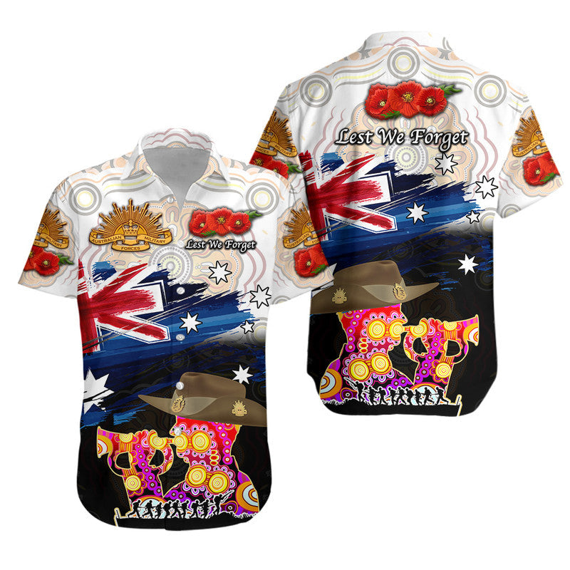 Australia Aboriginal ANZAC Hawaiian Shirt Remembrance Vibes - White - Vibe Hoodie Shop