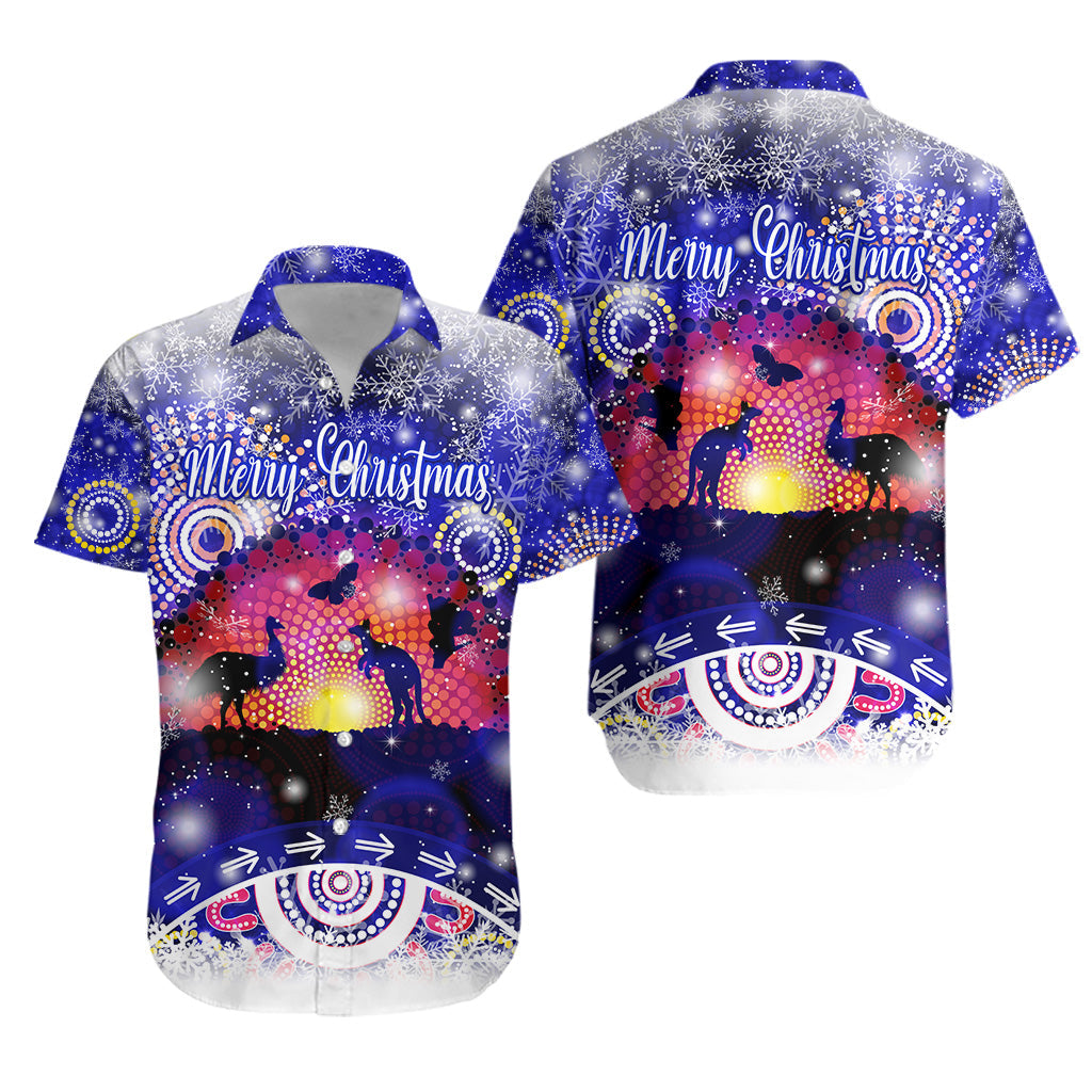 Australian Indigenous Flag Christmas Hawaiian Shirt Original Style - Blue - Vibe Hoodie Shop