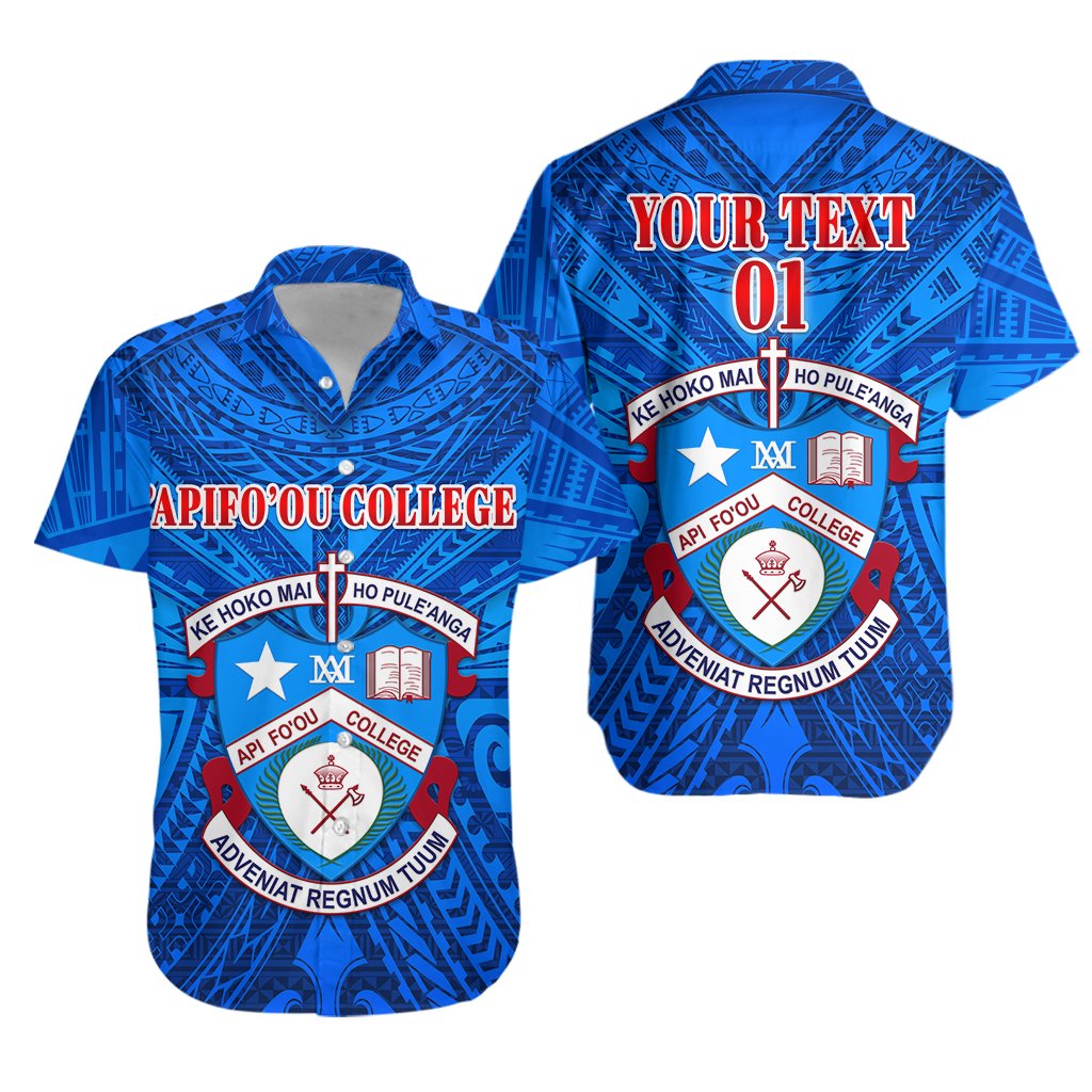 (Custom Personalised) Kolisi Apifoou Tonga College Hawaiian Shirt Tonga - Full Blue, Custom Text and Number - Vibe Hoodie Shop