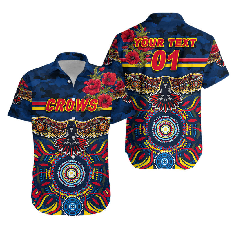 (Custom Personalised) Adelaide Crows ANZAC Hawaiian Shirt Indigenous Vibes - Navy Blue - Vibe Hoodie Shop