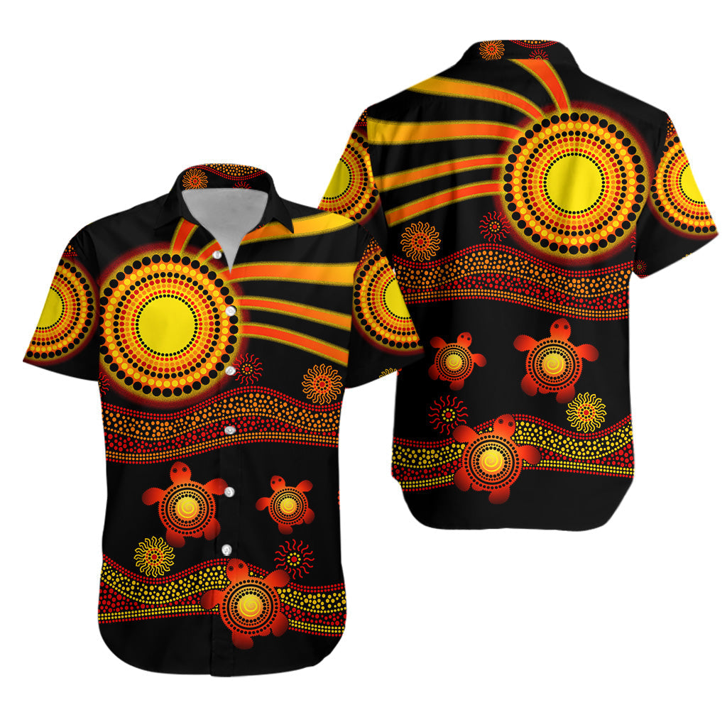 Aboriginal Indigenous Flag Vibes Hawaiian Shirt Turtle - Vibe Hoodie Shop