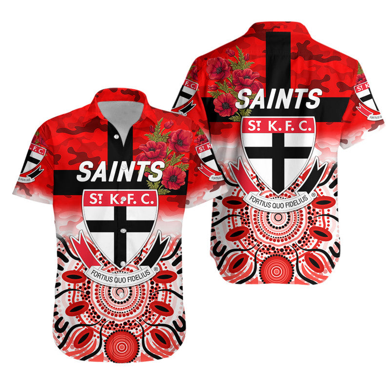 St Kilda Saints ANZAC Hawaiian Shirt Indigenous Vibes - Vibe Hoodie Shop