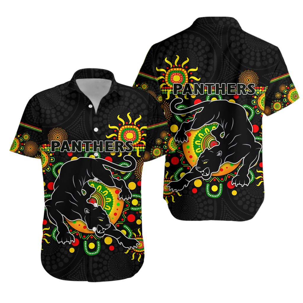 Penrith Hawaiian Shirt Indigenous Panthers - Black - Vibe Hoodie Shop