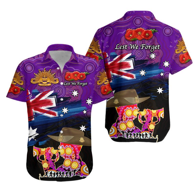 Australia Aboriginal ANZAC Hawaiian Shirt Remembrance Vibes - Purple - Vibe Hoodie Shop