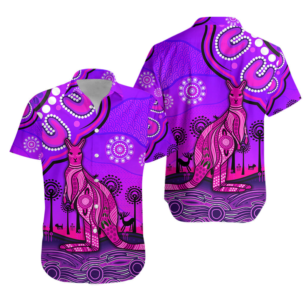 Aboriginal Art Kangaroo Hawaiian Shirt Indigenous Unique Vibes - Purple - Vibe Hoodie Shop