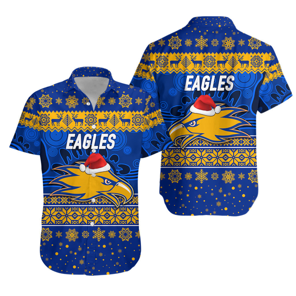 West Coast Eagles Hawaiian Shirt Christmas Simple Style - Blue - Vibe Hoodie Shop