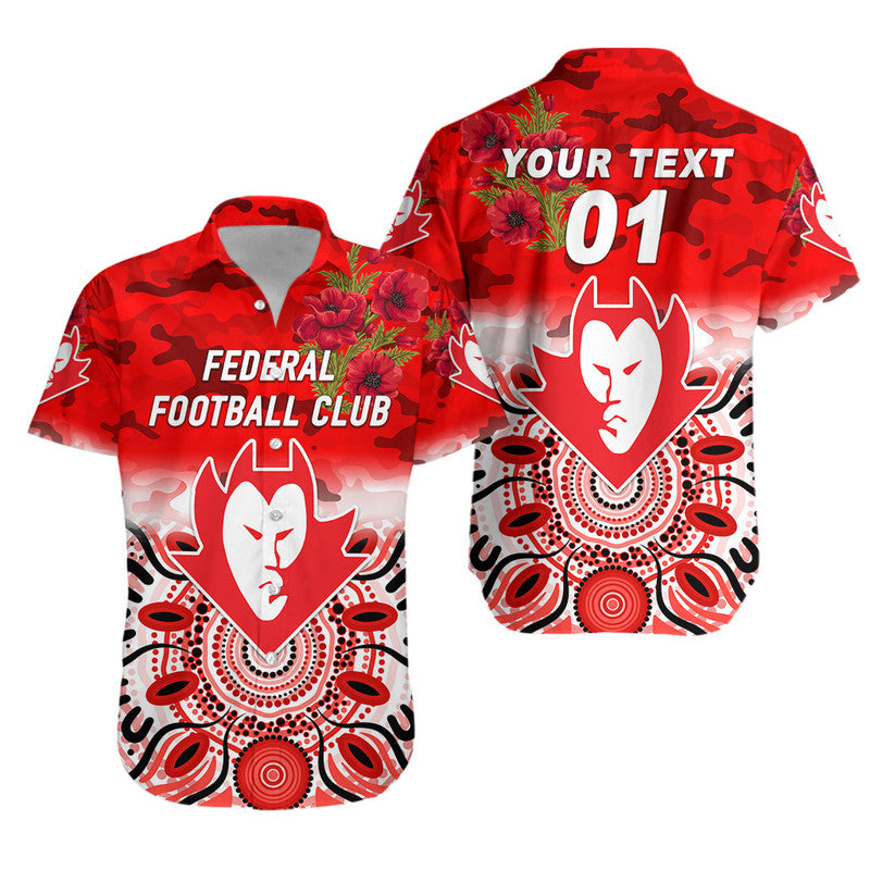 (Custom Personalised) Federal Football Club ANZAC Hawaiian Shirt Indigenous Vibes - Vibe Hoodie Shop