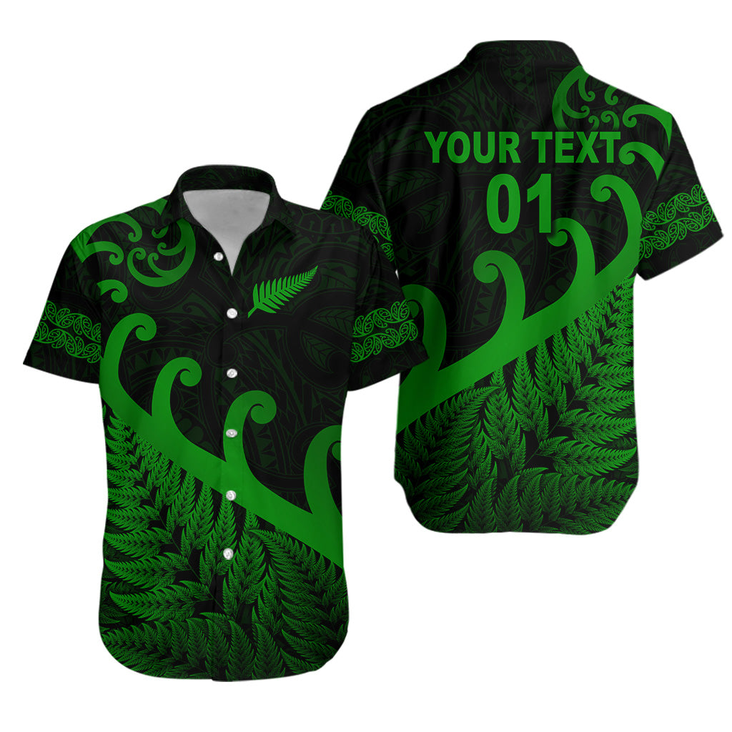 (Custom Personalised) New Zealand Rugby Maori Hawaiian Shirt Silver Fern Koru Vibes - Green - Vibe Hoodie Shop