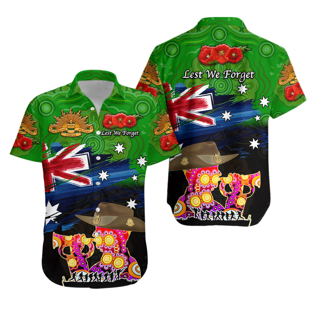 Australia Aboriginal ANZAC Hawaiian Shirt Remembrance Vibes - Green - Vibe Hoodie Shop