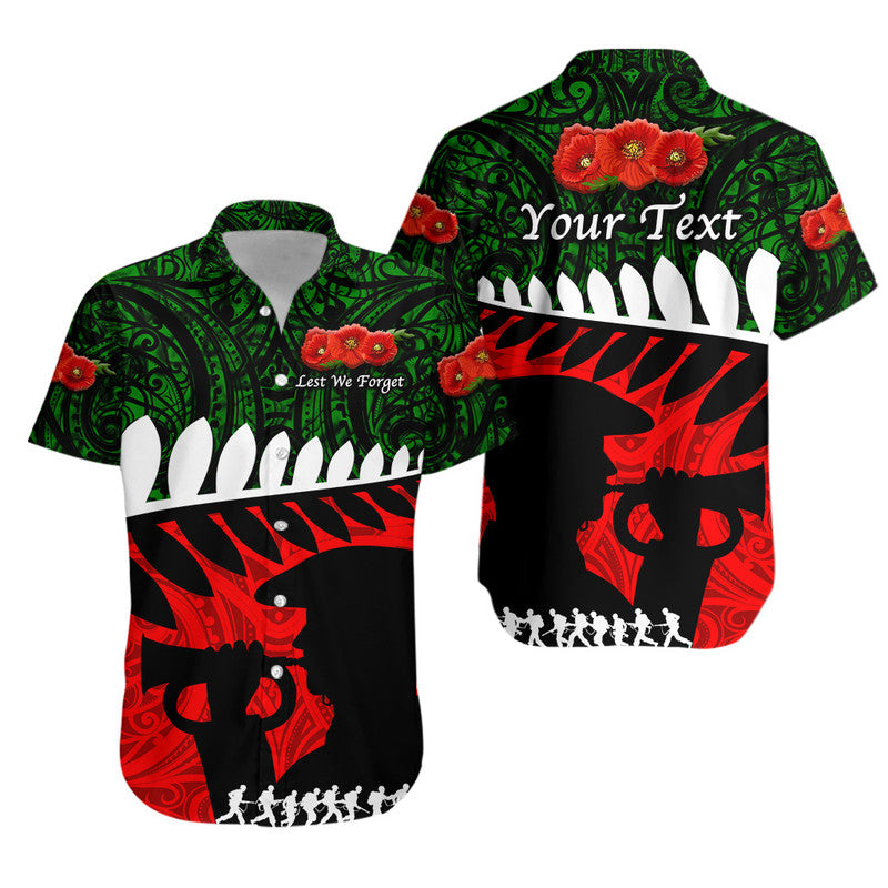 (Custom Personalised) New Zealand Maori ANZAC Hawaiian Shirt Remembrance Soldier - Green - Vibe Hoodie Shop