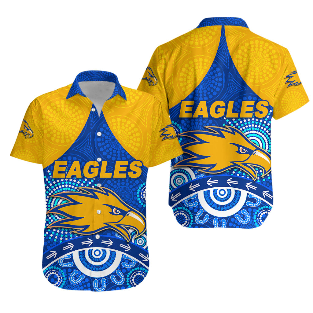 West Coast Eagles Hawaiian Shirt Indigenous Version - Blue - Vibe Hoodie Shop