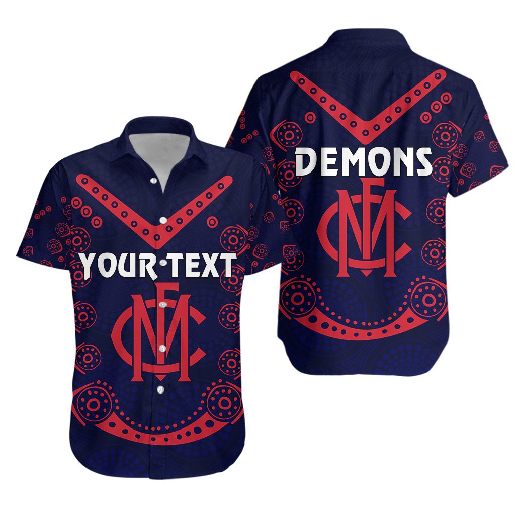 (Custom Personalised) Melbourne Demons Indigenous Hawaiian Shirt Football - Vibe Hoodie Shop