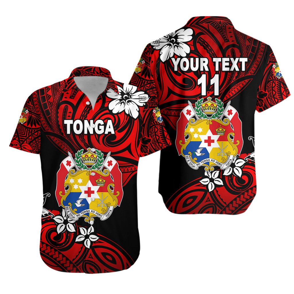 (Custom Personalised) Mate Ma'a Tonga Rugby Hawaiian Shirt Polynesian Unique Vibes - Red, Custom Text and Number - Vibe Hoodie Shop