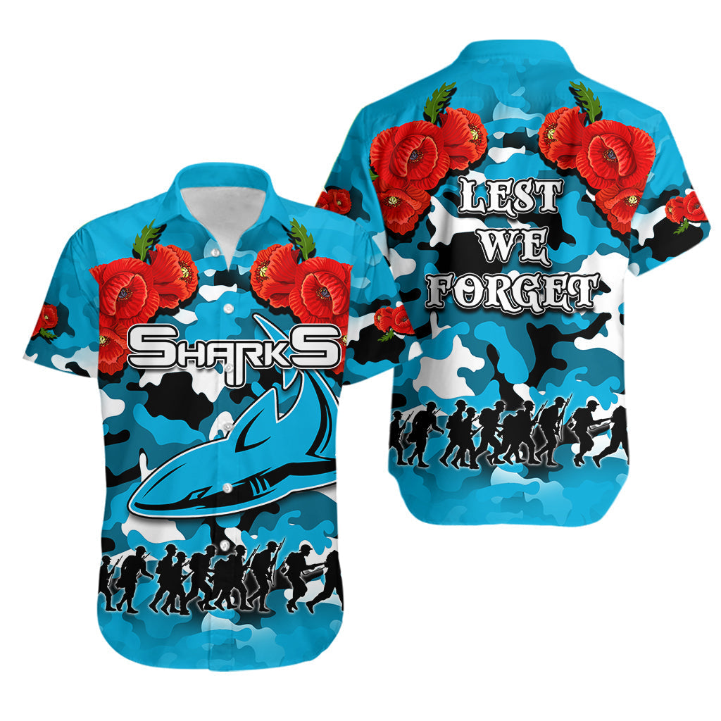 ANZAC Day Hawaiian Shirt Sharks Army Style - Vibe Hoodie Shop