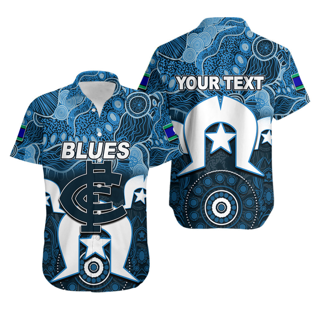 (Custom Personalised) Blues Australian Football Torres Strait Islanders Mix Aboriginal Hawaiian Shirt - Vibe Hoodie Shop