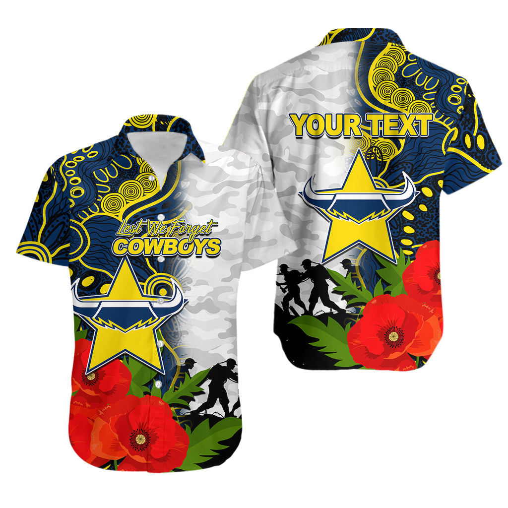 (Custom Personalised) Cowboys ANZAC Day Aboriginal Mix Army Patterns Hawaiian Shirt - Vibe Hoodie Shop