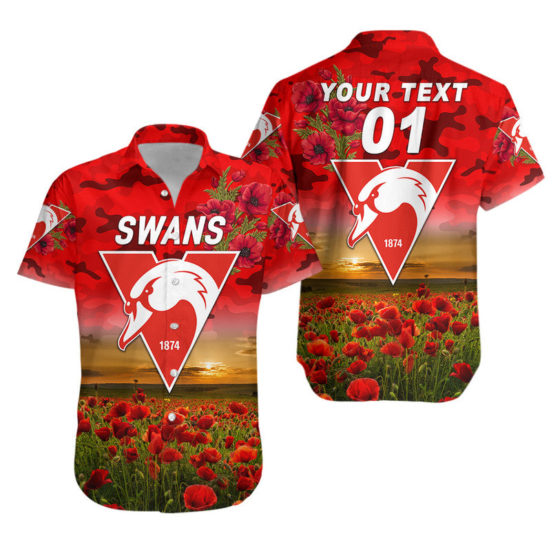 (Custom Personalised) Sydney Swans ANZAC Hawaiian Shirt Poppy Vibes - Vibe Hoodie Shop
