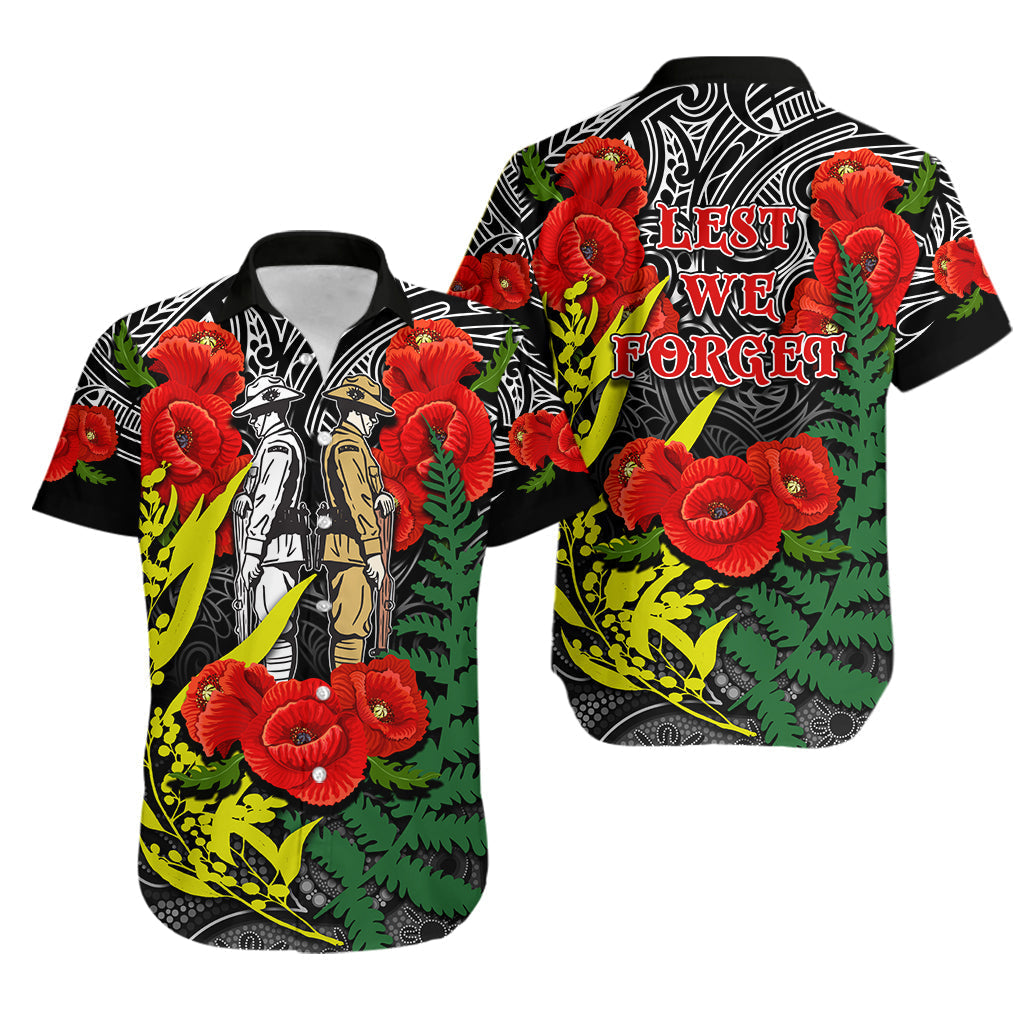 ANZAC Day Hawaiian Shirt Maori Patterns White Color - Vibe Hoodie Shop