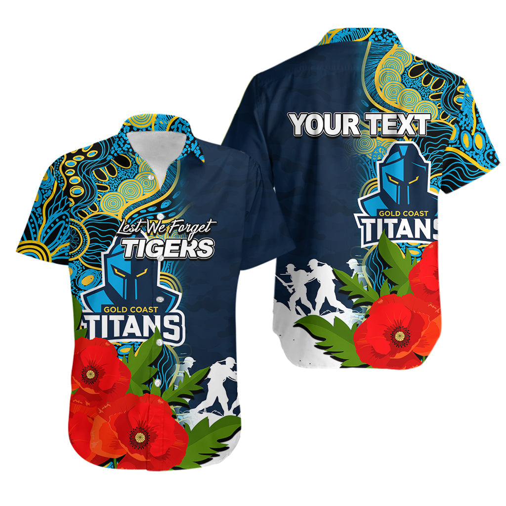 (Custom Personalised) Titans ANZAC Day Aboriginal Mix Army Patterns Hawaiian Shirt - Vibe Hoodie Shop