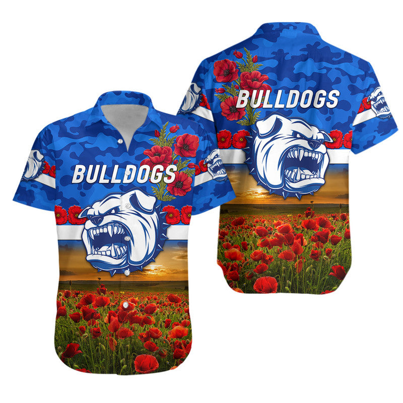 Western Bulldogs ANZAC Hawaiian Shirt Poppy Vibes - Vibe Hoodie Shop