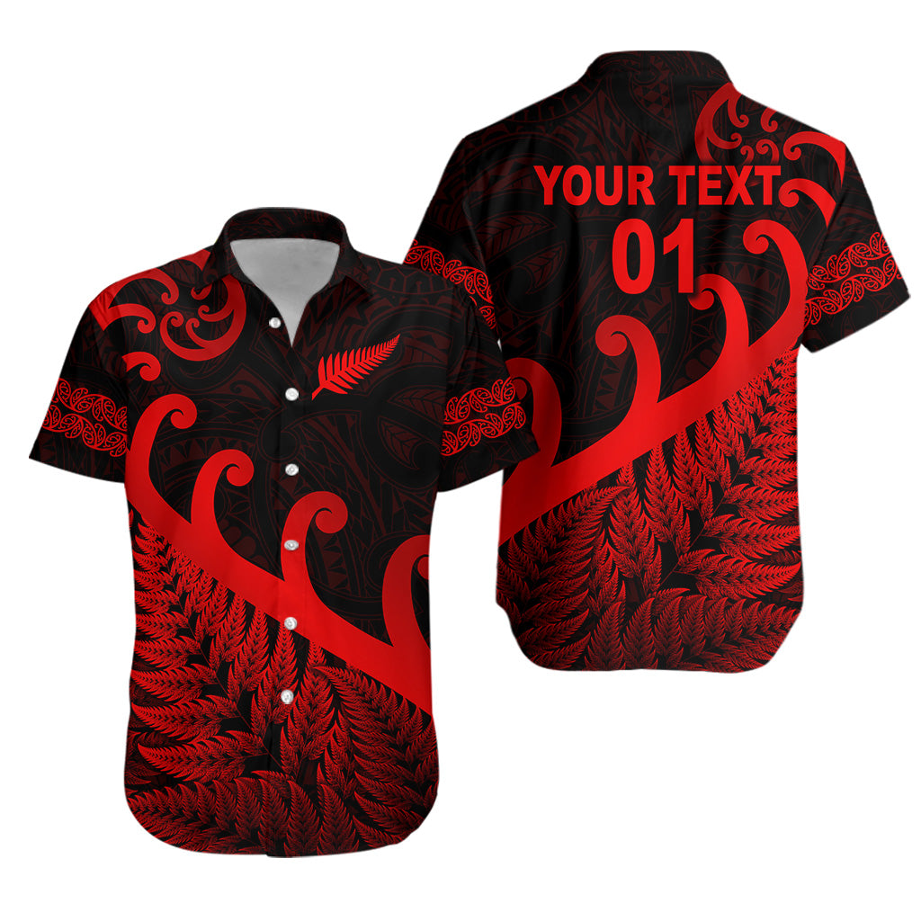 (Custom Personalised) New Zealand Rugby Maori Hawaiian Shirt Silver Fern Koru Vibes - Red - Vibe Hoodie Shop