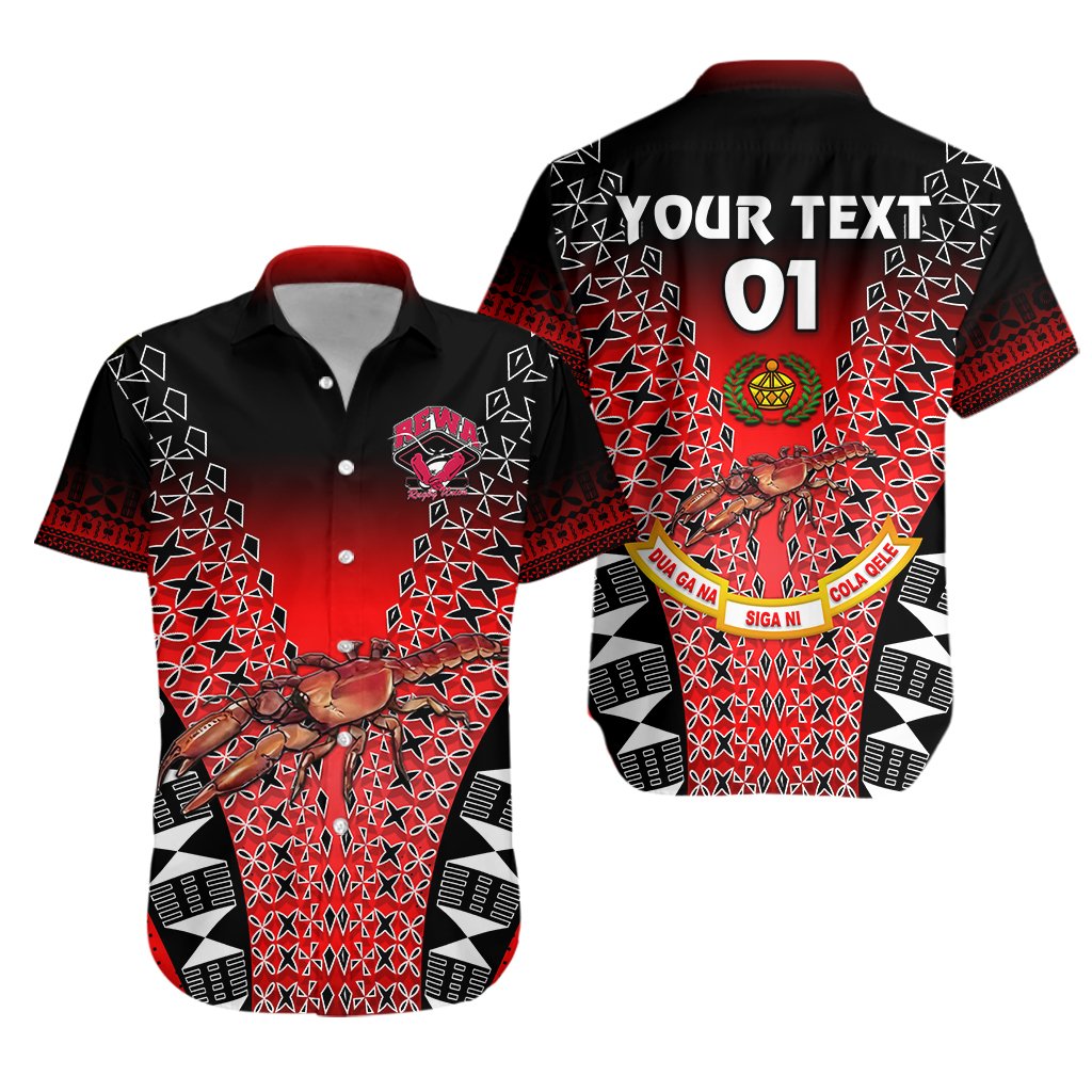 (Custom Personalised) Rewa Rugby Union Fiji Hawaiian Shirt Tapa Vibes - Red, Custom Text And Number - Vibe Hoodie Shop