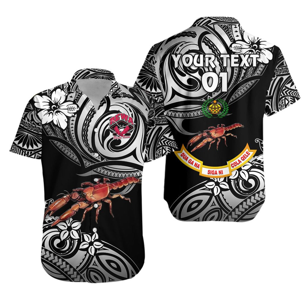 (Custom Personalised) Rewa Rugby Union Fiji Hawaiian Shirt Unique Vibes - Black, Custom Text And Number - Vibe Hoodie Shop