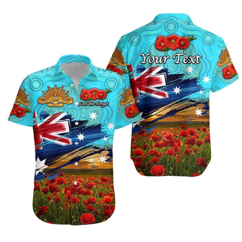 (Custom Personalised) Australia Aboriginal ANZAC Hawaiian Shirt Poppy Vibes - Blue - Vibe Hoodie Shop