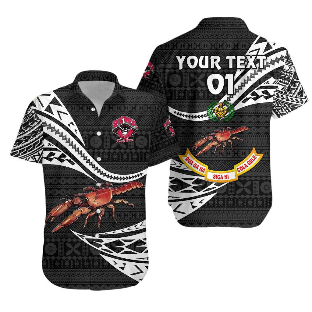 (Custom Personalised) Rewa Rugby Union Fiji Hawaiian Shirt Unique Version - Black, Custom Text And Number - Vibe Hoodie Shop