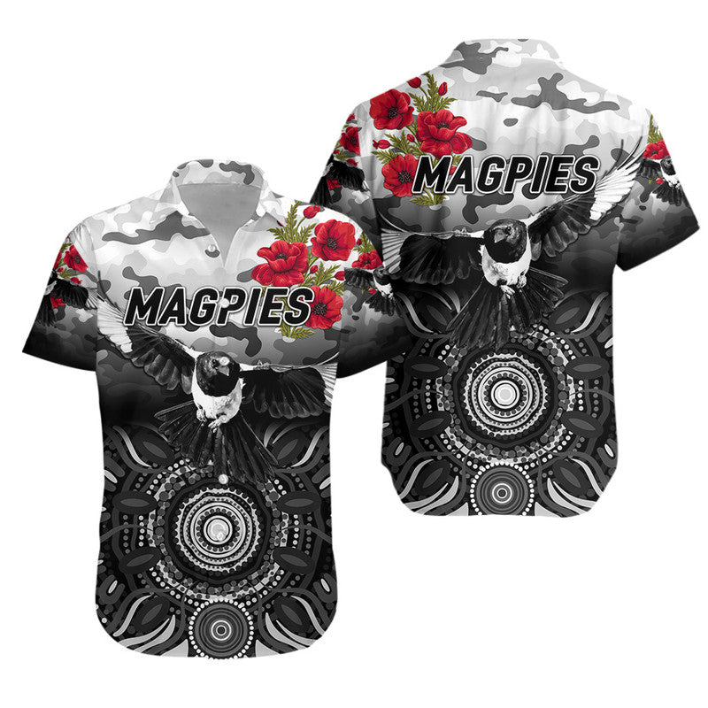 Collingwood Magpies ANZAC Hawaiian Shirt Indigenous Vibes - Vibe Hoodie Shop