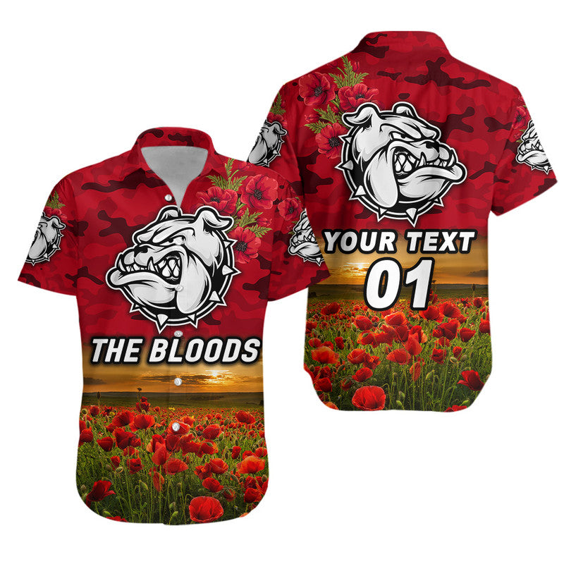 (Custom Personalised) West Football Club Alice Springs ANZAC Hawaiian Shirt The Bloods Poppy Vibes - Red - Vibe Hoodie Shop