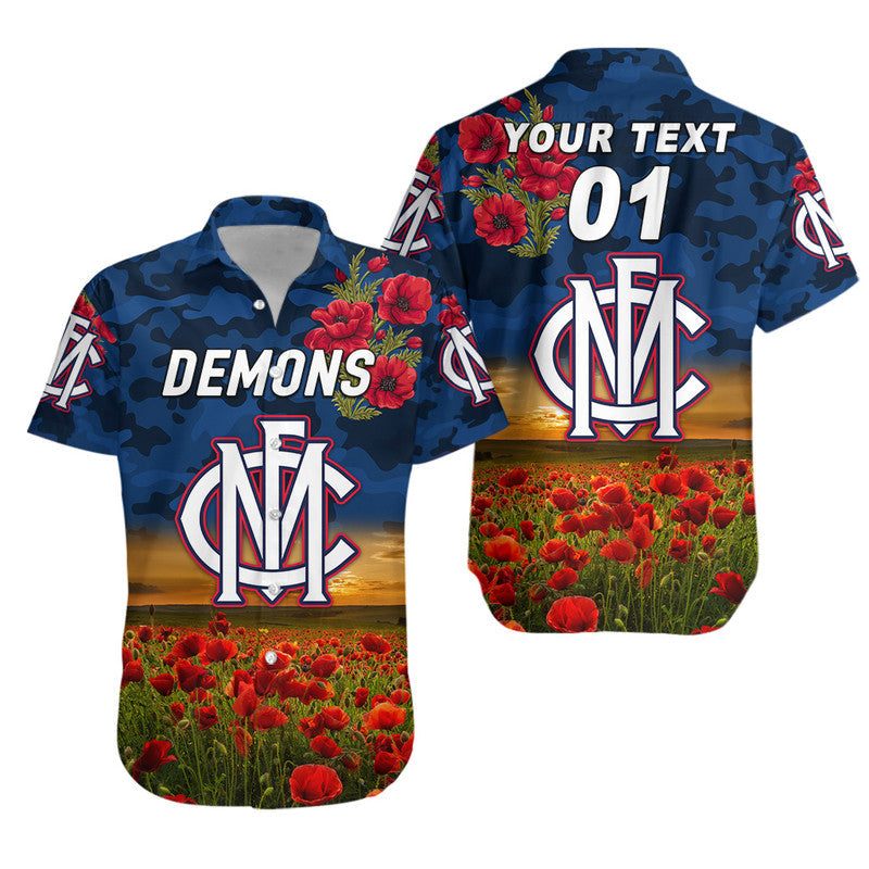 (Custom Personalised) Melbourne Demons ANZAC Hawaiian Shirt Poppy Vibes - Vibe Hoodie Shop