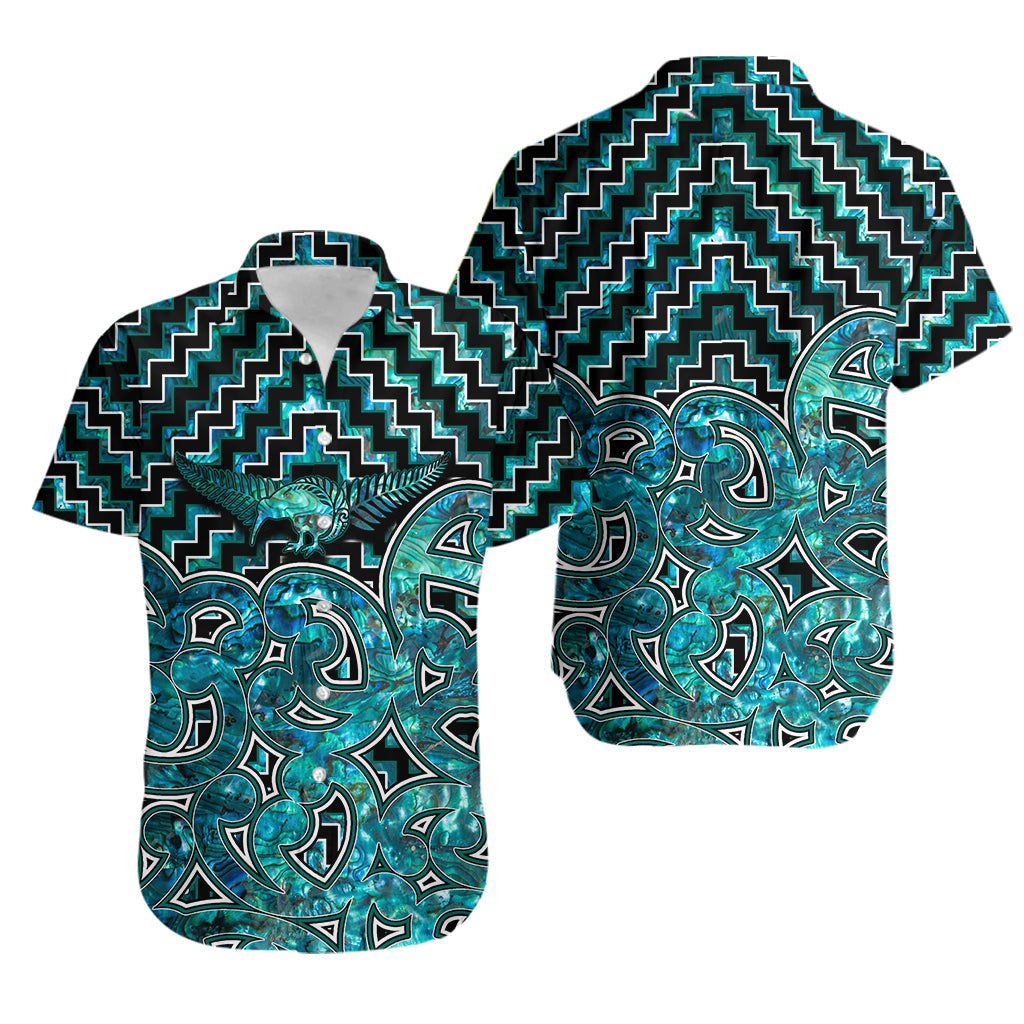 New Zealand Hawaiian Shirt Maori Graphic Tee patterns Paua Shell - Vibe Hoodie Shop