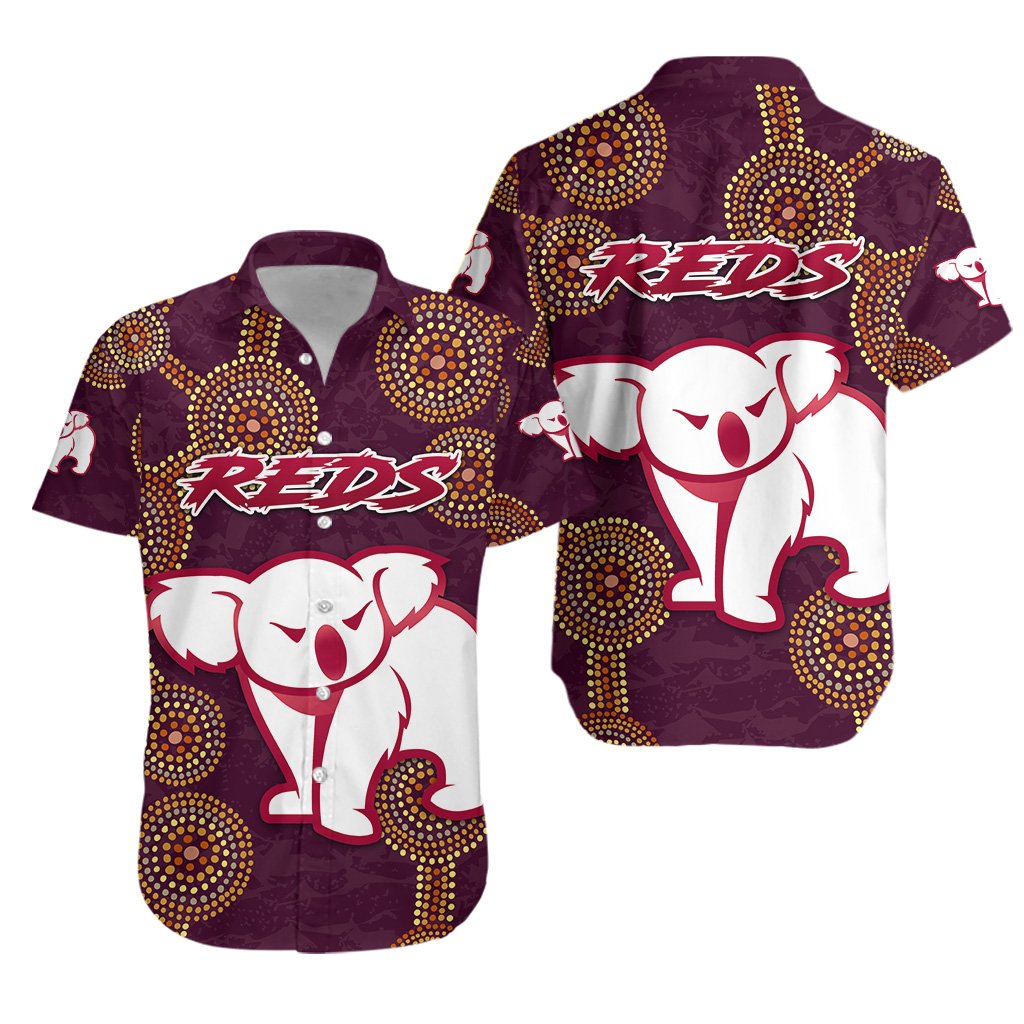 Queensland Hawaiian Shirt Indigenous Reds - Vibe Hoodie Shop