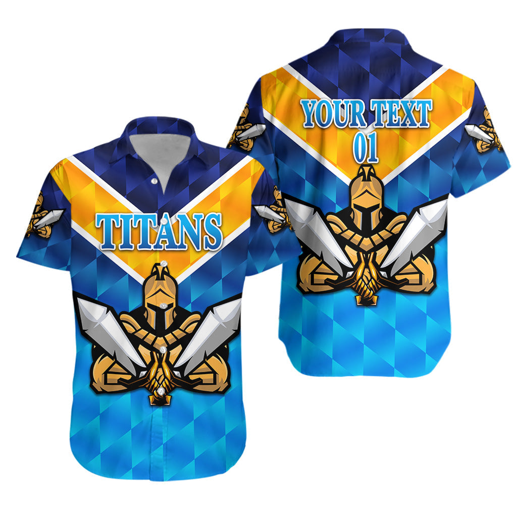 (Custom Personalised) Gold Coast Titans Hawaiian Shirt 2021 Gladiator Original Style, Custom Text And Number - Vibe Hoodie Shop