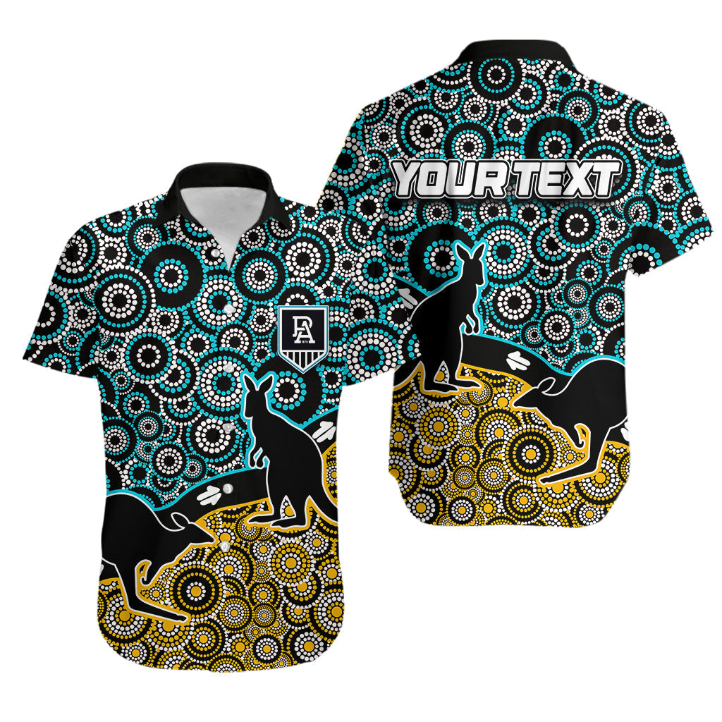 (Custom Personalised) Port Adelaide Hawaiian Shirt Power Aboriginal Circles - Vibe Hoodie Shop