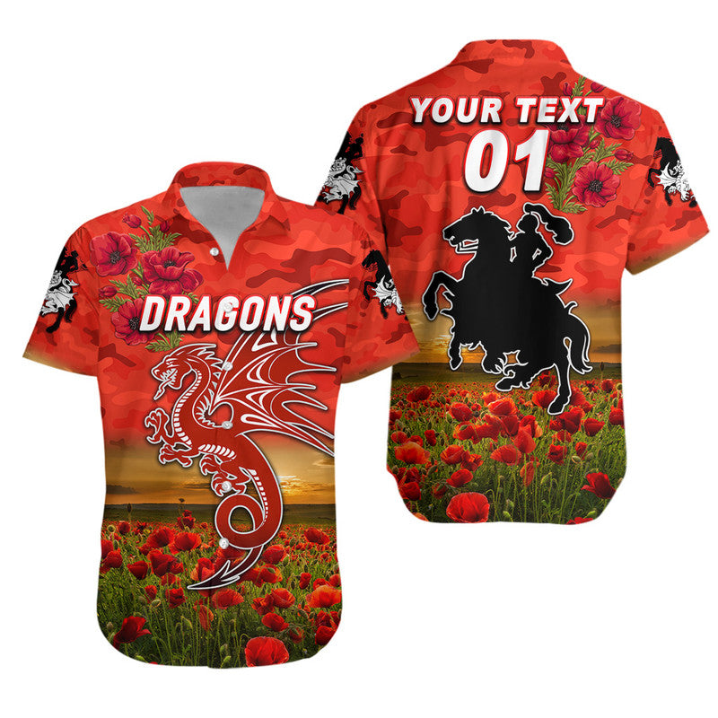 (Custom Personalised) St. George Illawarra Dragons ANZAC 2022 Hawaiian Shirt Poppy Flowers Vibes - Red - Vibe Hoodie Shop