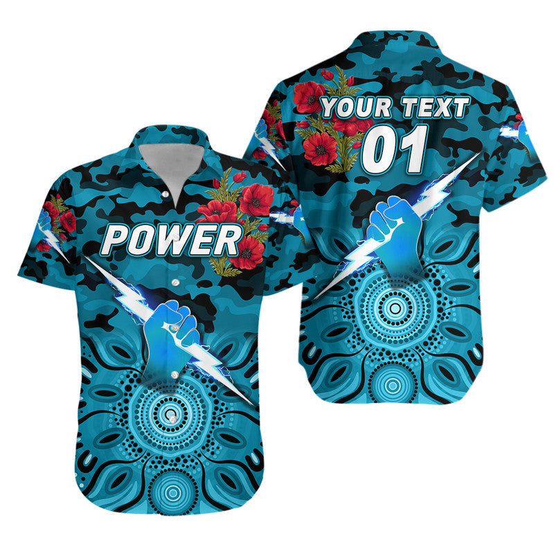 (Custom Personalised) Port Adelaide Power ANZAC Hawaiian Shirt Indigenous Vibes - Vibe Hoodie Shop