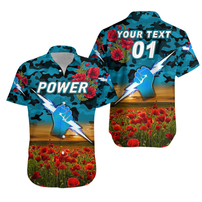 (Custom Personalised) Port Adelaide Power ANZAC Hawaiian Shirt Poppy Vibes - Vibe Hoodie Shop