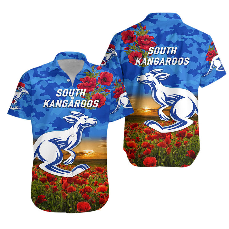 South Alice Football Club Kangaroos ANZAC Hawaiian Shirt Poppy Vibes - Vibe Hoodie Shop