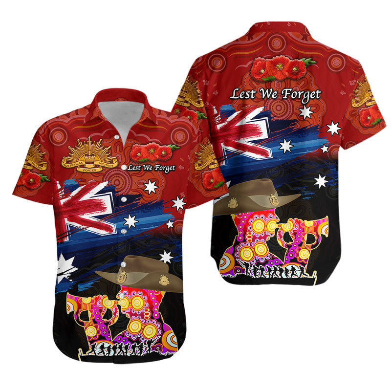 Australia Aboriginal ANZAC Hawaiian Shirt Remembrance Vibes - Red - Vibe Hoodie Shop