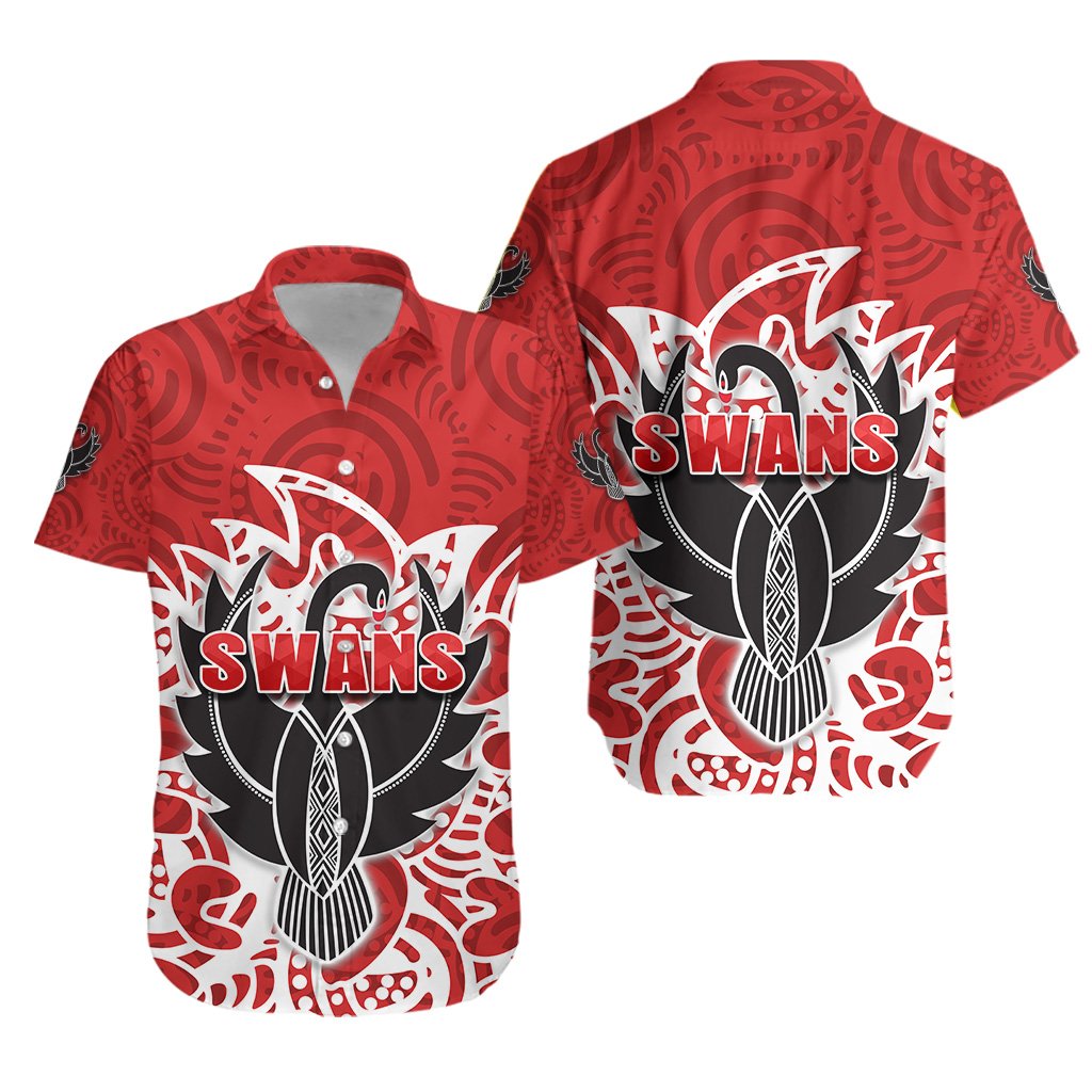 Sydney Hawaiian Shirt Simple Indigenous Swans - Vibe Hoodie Shop