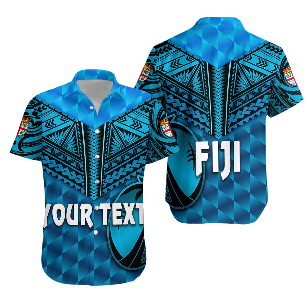 (Custom Personalised) Fiji Rugby Hawaiian Shirt Coconut Sporty Vibes - Blue - Vibe Hoodie Shop