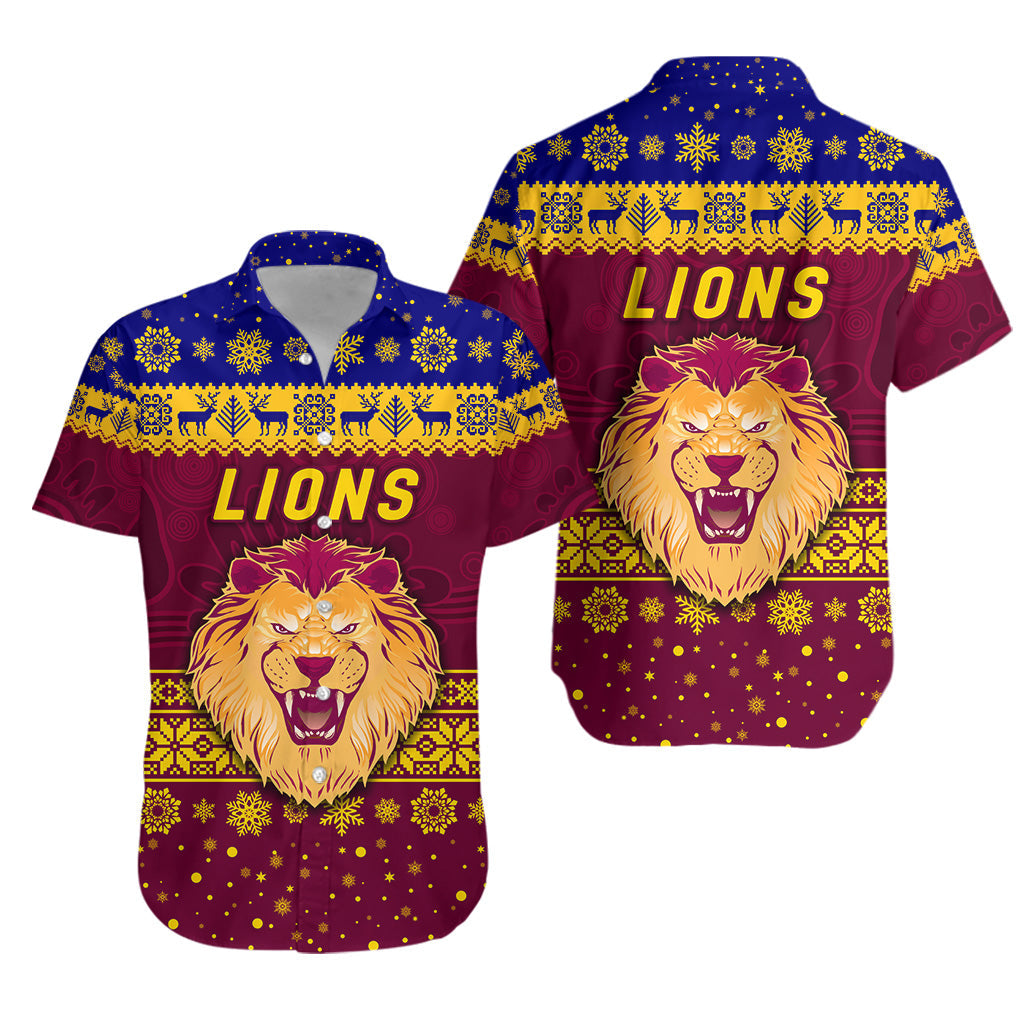 Brisbane Lions Hawaiian Shirt Christmas Simple Style - Vibe Hoodie Shop