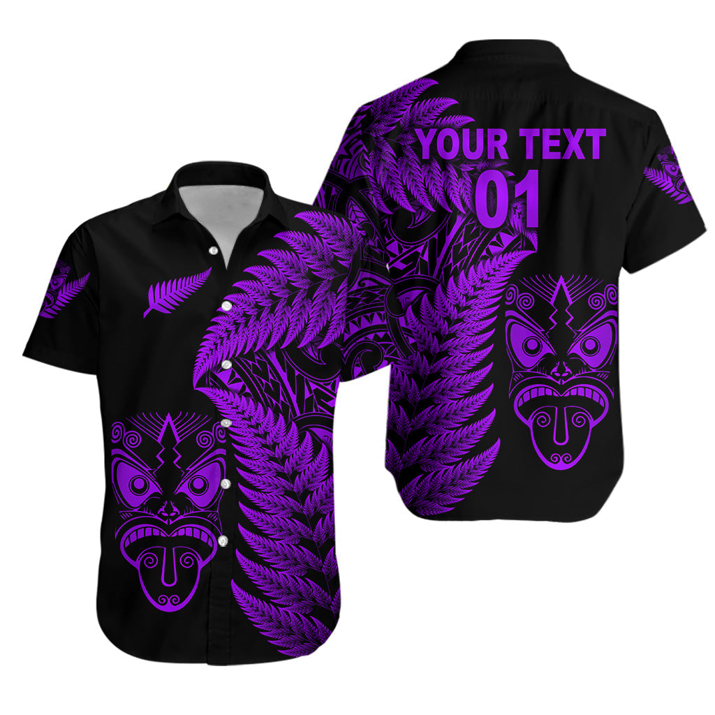 (Custom Personalised) New Zealand Haka Rugby Maori Hawaiian Shirt Silver Fern Vibes - Purple - Vibe Hoodie Shop