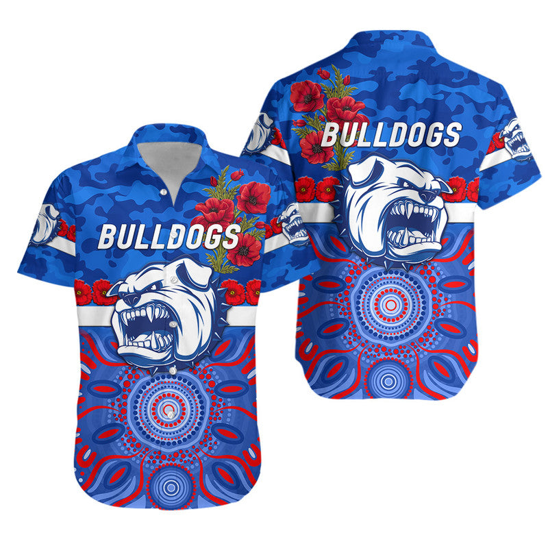 Western Bulldogs ANZAC Hawaiian Shirt Indigenous Vibes - Vibe Hoodie Shop