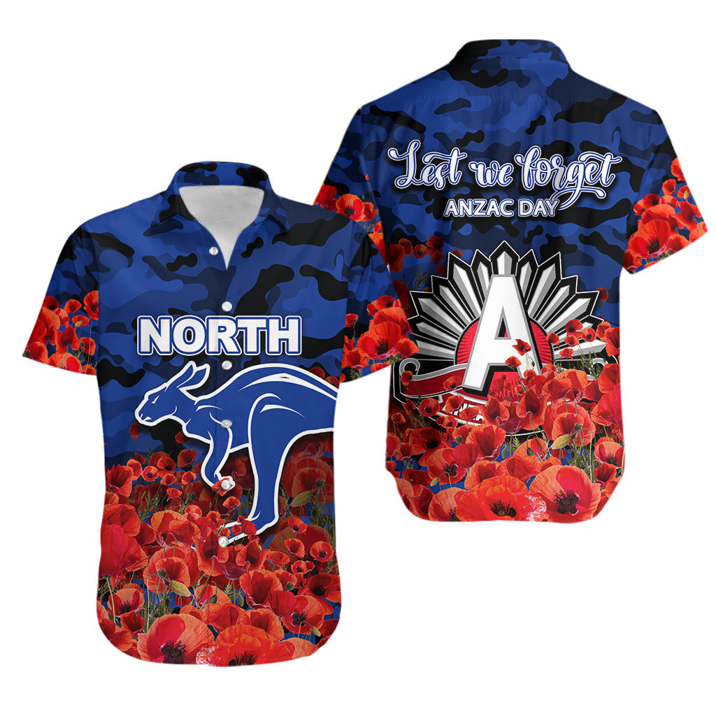 ANZAC Day North Hawaiian Shirt Poppy Flowers With Army Patterns - Vibe Hoodie Shop